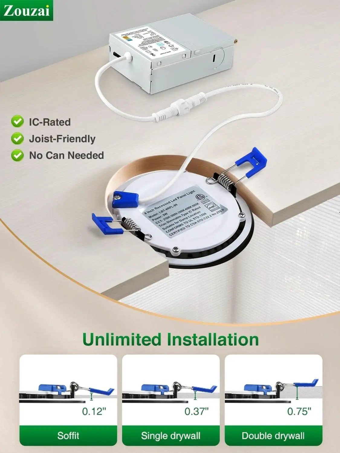 Six Inch Black LED Recessed Ceiling Light 5CCT Dimmable With Junction Box 24 Pack from PriceLows™