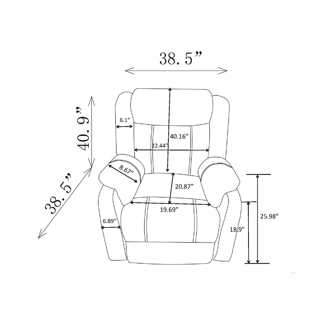 Sonet Domino Reclining Chairs | 2 Pieces | Fabric | Living Room