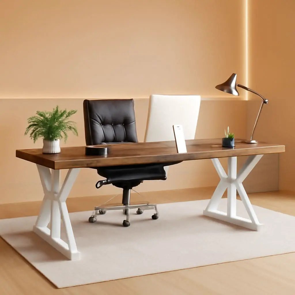 70.8 Inch Executive Desk Brown White Home Office Desk from PriceLows™