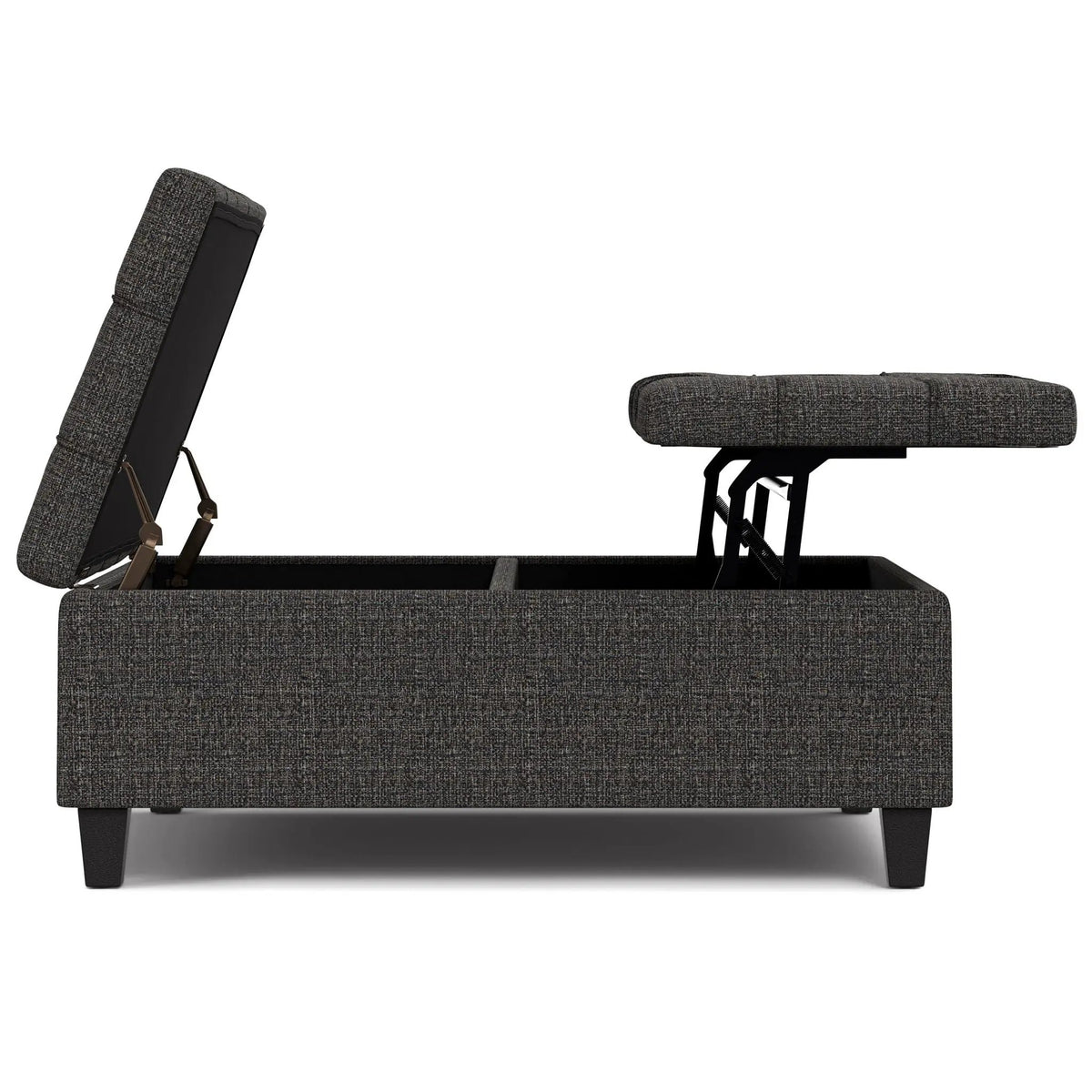 Coffee Table Storage Ottoman | Lift Top Hinge | Solid Wood Base | Large Square