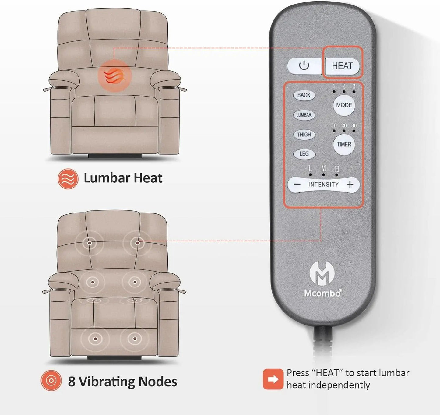 Medium Wide Power Lift Recliner Chair With Massage from PriceLows™