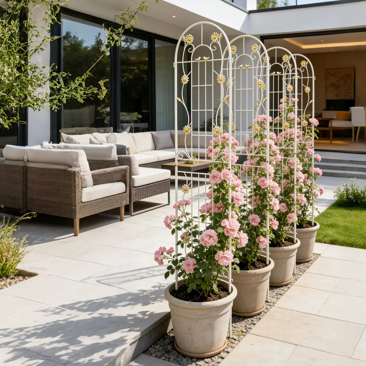 Metal Garden Trellis | Galvanized Steel | Powder Coated | 4 Piece Set