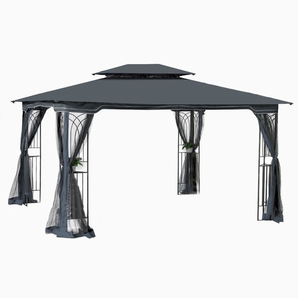 Patio Gazebo Tent | Ventilated Double Roof | Mosquito Net | Steel Frame