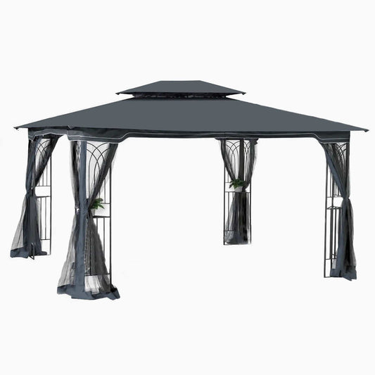 Patio Gazebo Tent | Ventilated Double Roof | Mosquito Net | Steel Frame