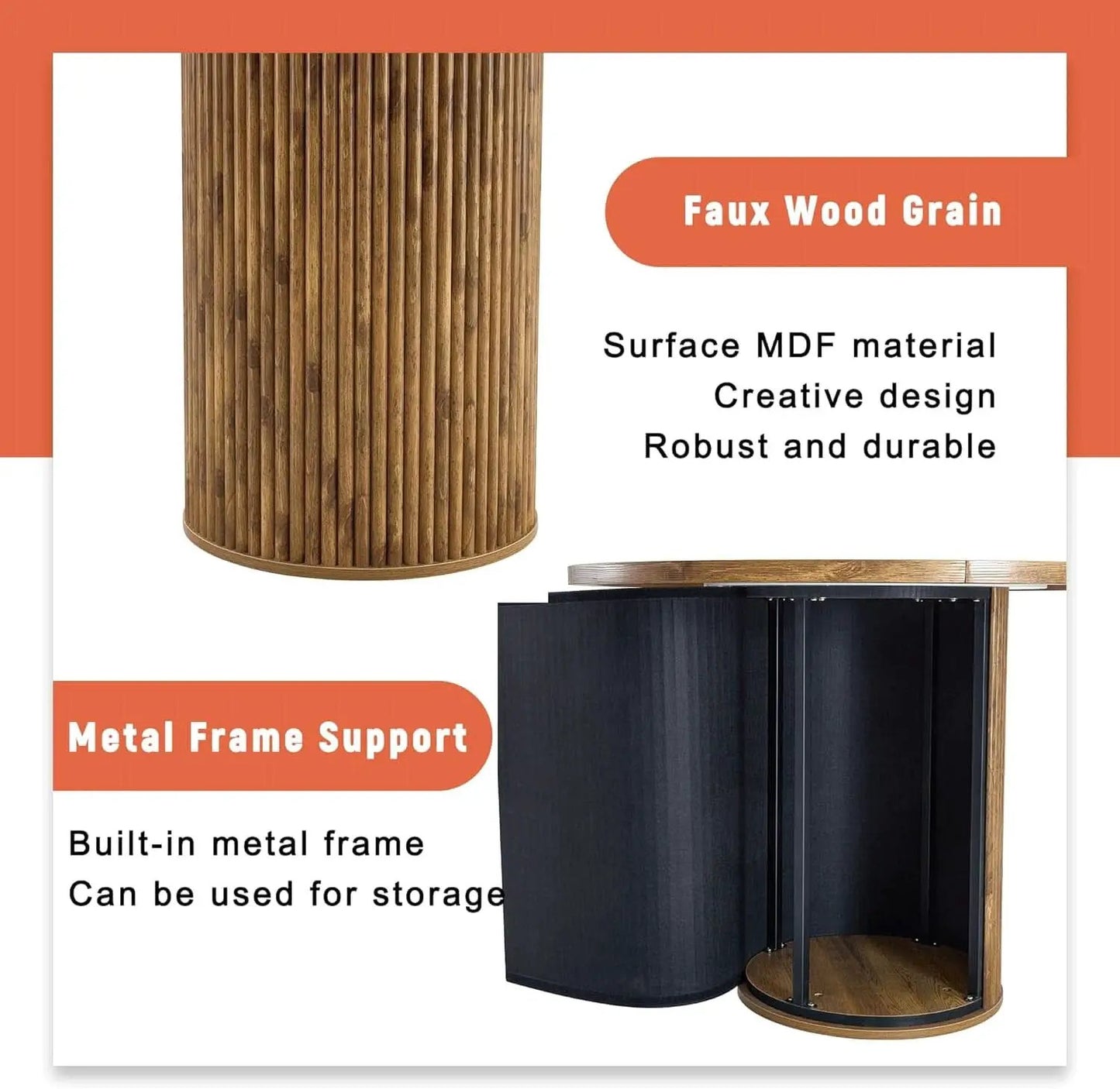 Round Dining Table Set For Four Engineered Wood Finish from PriceLows™
