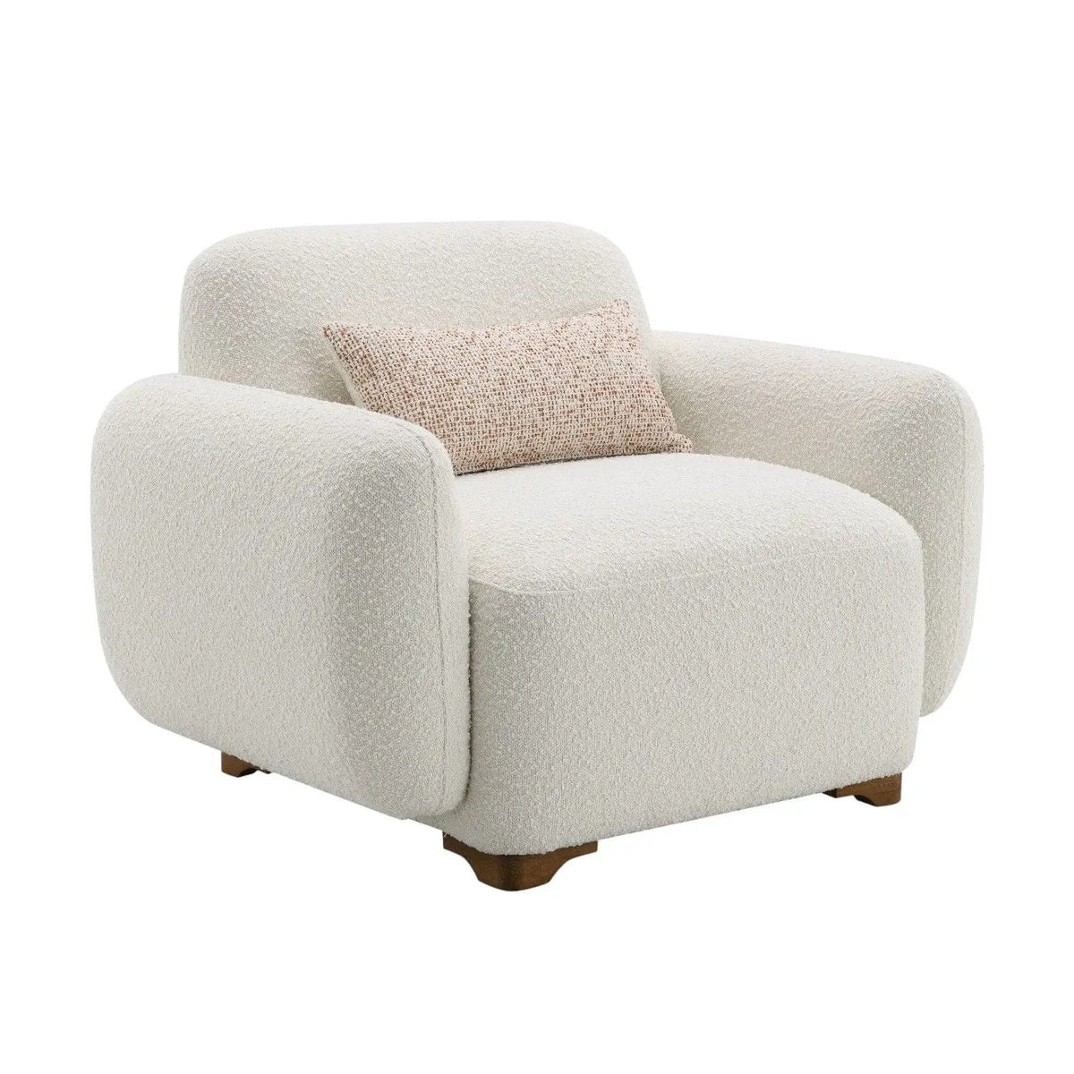 Darius Boucle Accent Chair | Beige | 1 Toss Pillow Included | Modern Design