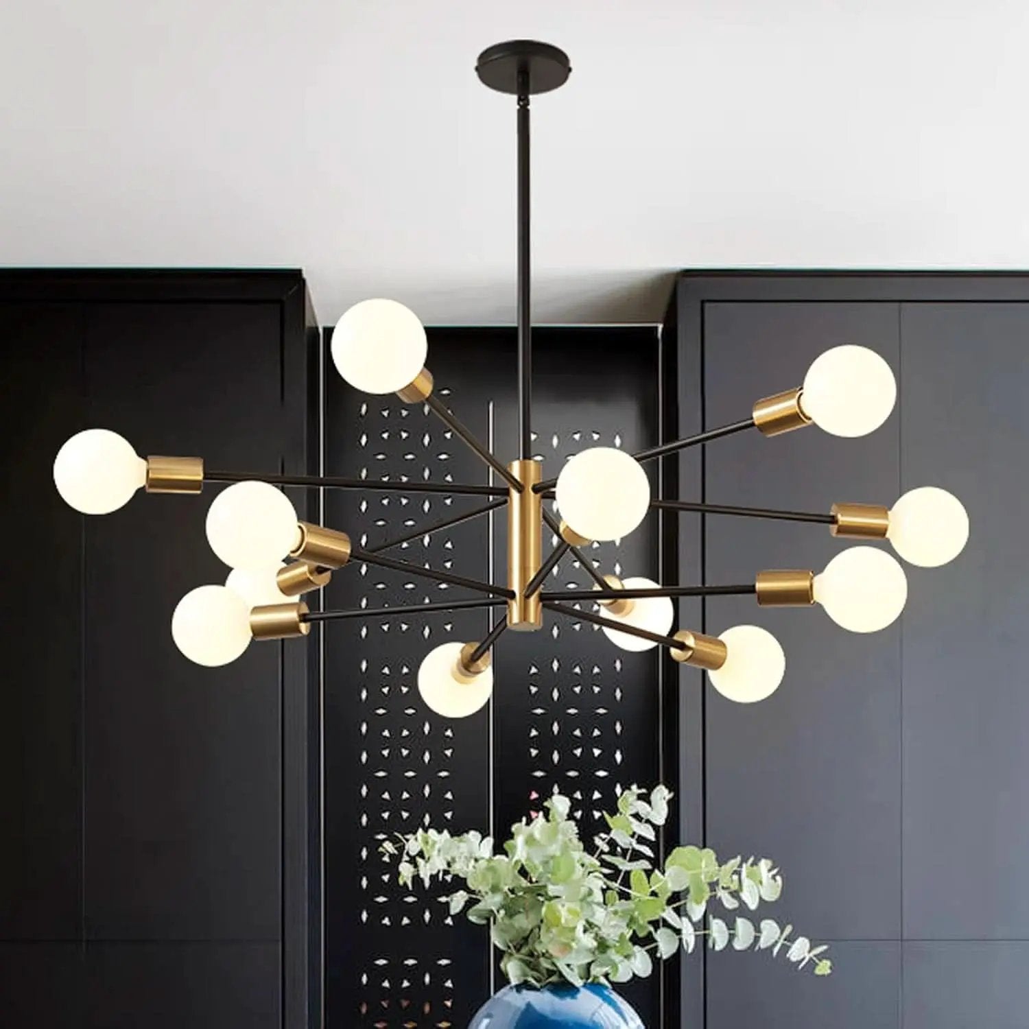 Gold Black Sputnik Chandelier 12 Light With Adjustable Height from PriceLows™