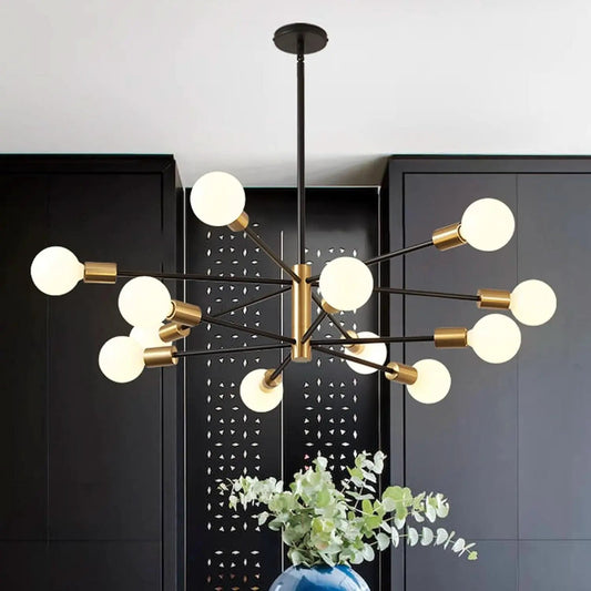 Gold Black Sputnik Chandelier 12 Light With Adjustable Height from PriceLows™