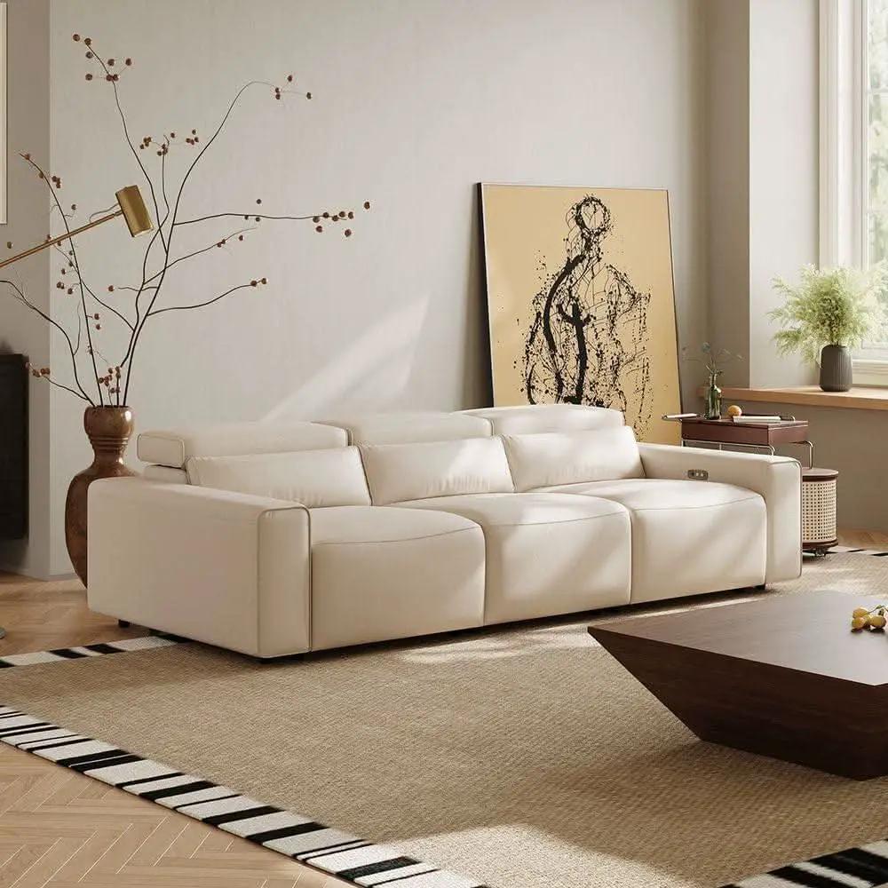 Beige 108 Inch Ultra Power Leather Modular Sectional from PriceLows™