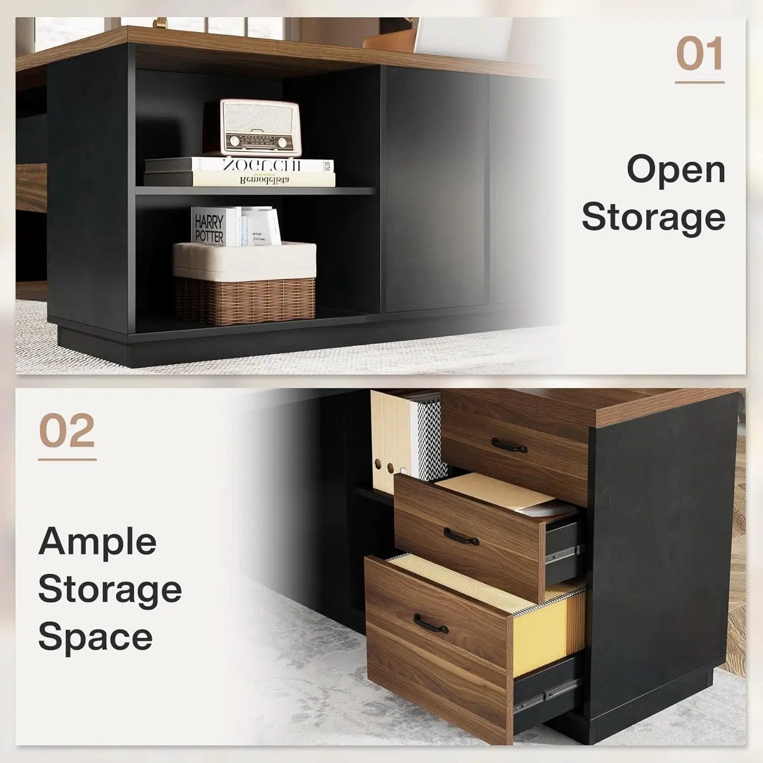 78 Inch Executive Desk Featuring Ample Storage Cabinets from PriceLows™