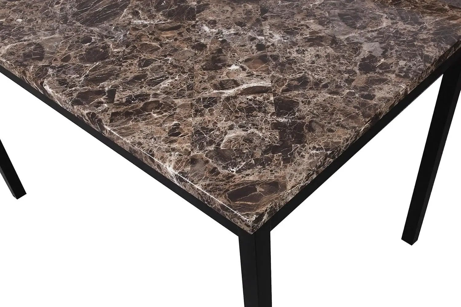 Black Metal Dining Table With Laminated Faux Marble Top from PriceLows™