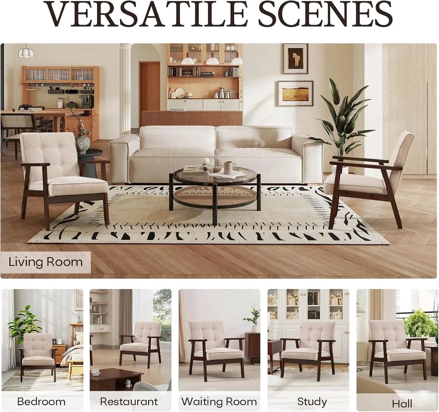 Mid-Century Fabric Upholstered Armchair Set Of Two from PriceLows™
