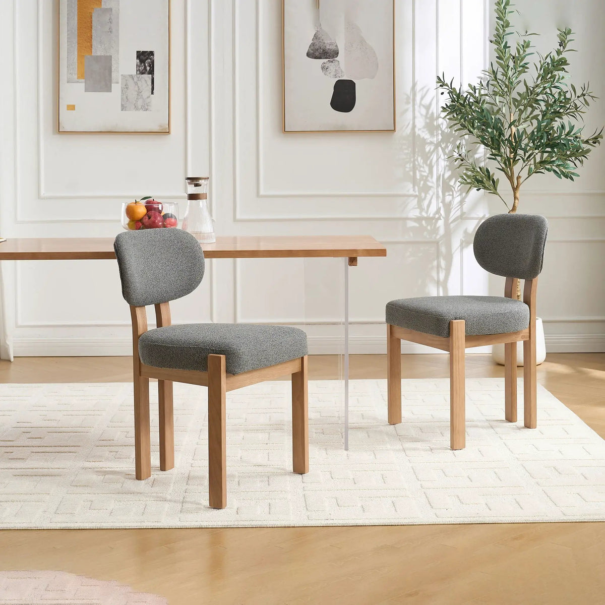 Ergonomic Dining Chairs | Set Of 2 | Wingback Design | Adjustable Feet