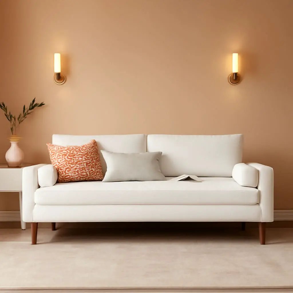 Valour Performance Velvet Sofa White Mid Century Modern from PriceLows™