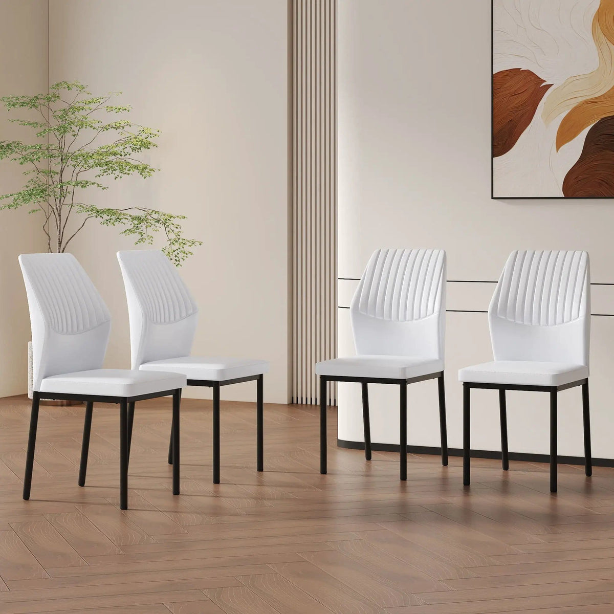 Ergonomic Simple Chair With Metal Leg Chair Set | 3 Pieces | Metal | Dining Room