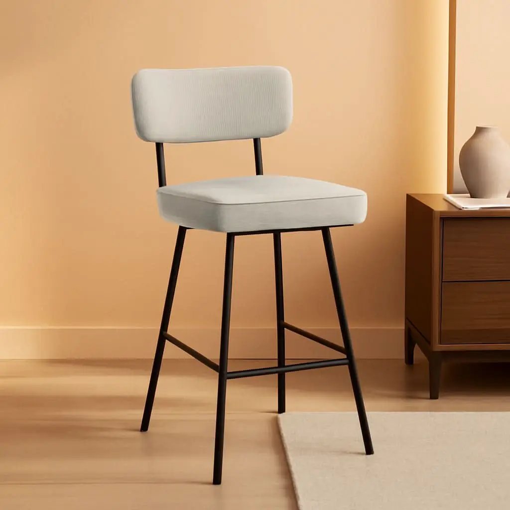 Giselle Swivel Bar Stools Set 2 29 Inch Upholstered Light Grey from PriceLows™