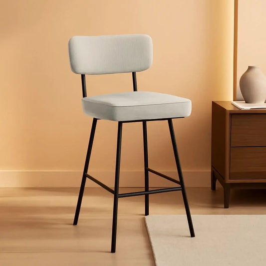 Giselle Swivel Bar Stools Set 2 29 Inch Upholstered Light Grey from PriceLows™