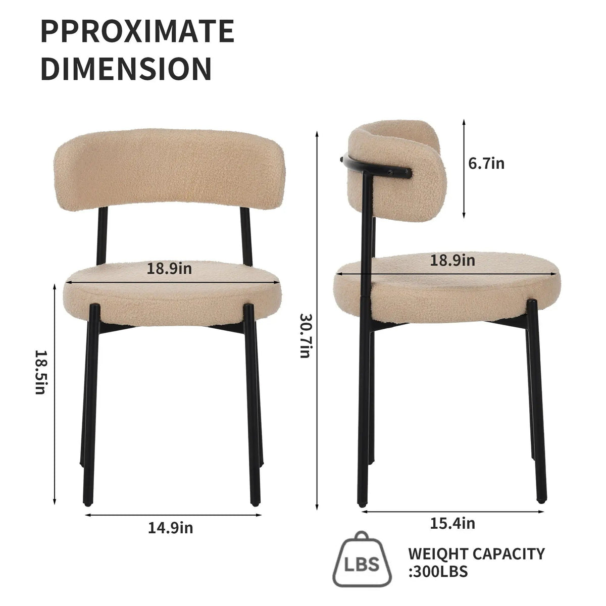 Medieval Curved Back Kitchen Dining Chairs | Set Of 4 | Beige | Reinforced Metal Legs