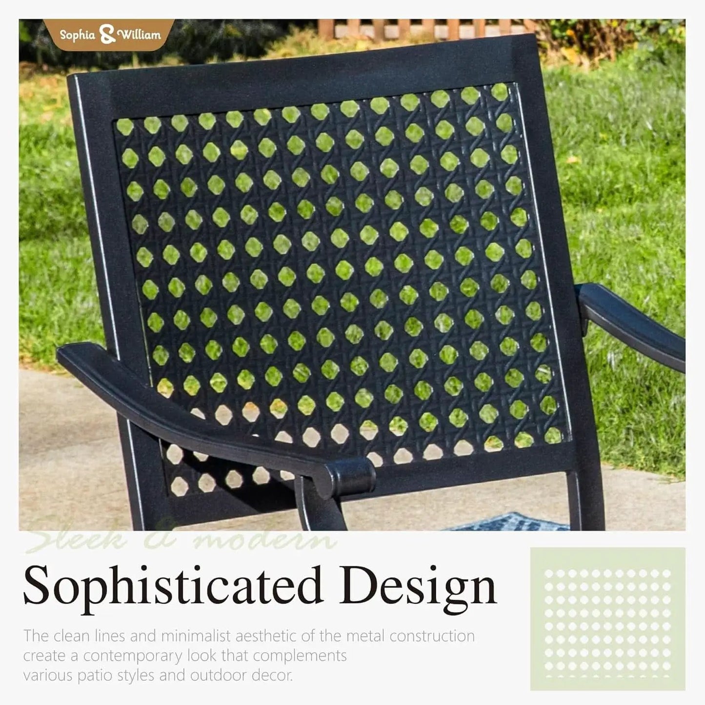 Patio Table And Chairs Set Black 37 Inch Square Table For 4 from PriceLows™