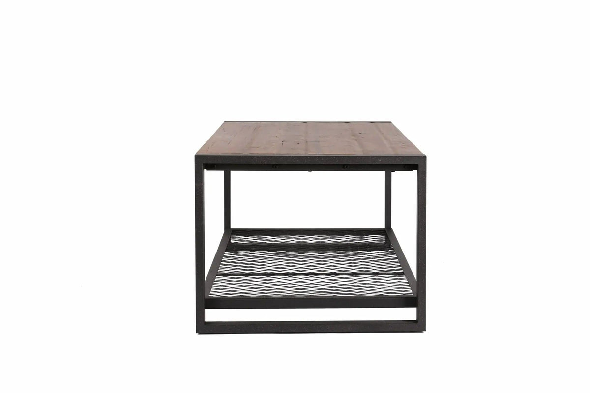 Console Coffee Table With Reclaimed Wood Finish, For Living Room - | 44 x 23 x 18 in | Solid Wood | Natural