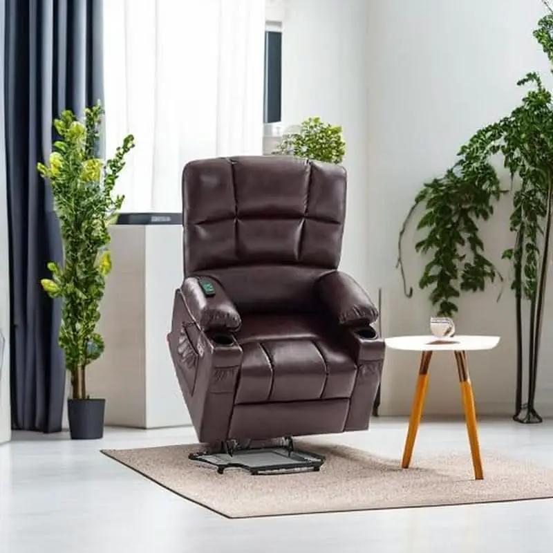 Dark Brown Lift Recliner With Massage For Elderly People from PriceLows™