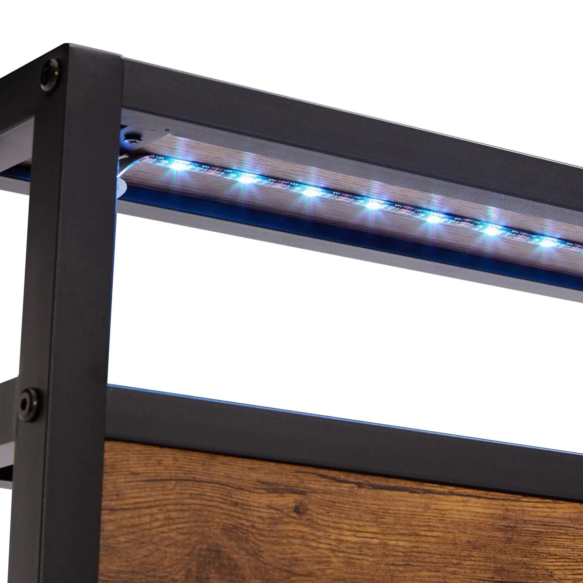 Metal Platform Bed Frame With Wooden Headboard And Footboard With USB Liner, LED | 2 Pieces | Metal | Bedroom