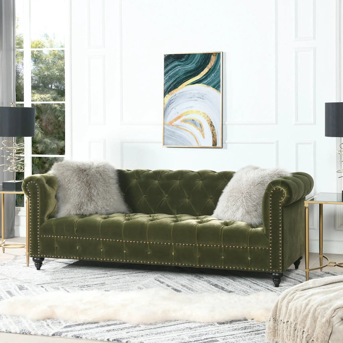 Alto Tufted Chesterfield Sofa | 2 Pieces | Fabric & Iron | Living Room