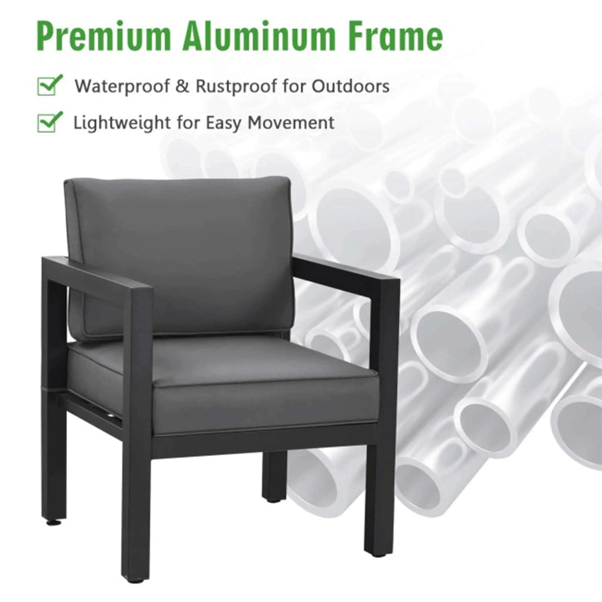4-Piece Premium Outdoor Aluminum Furniture Set For Backyard & Poolside | 4-Piece | Steel | Outdoor Furniture Set