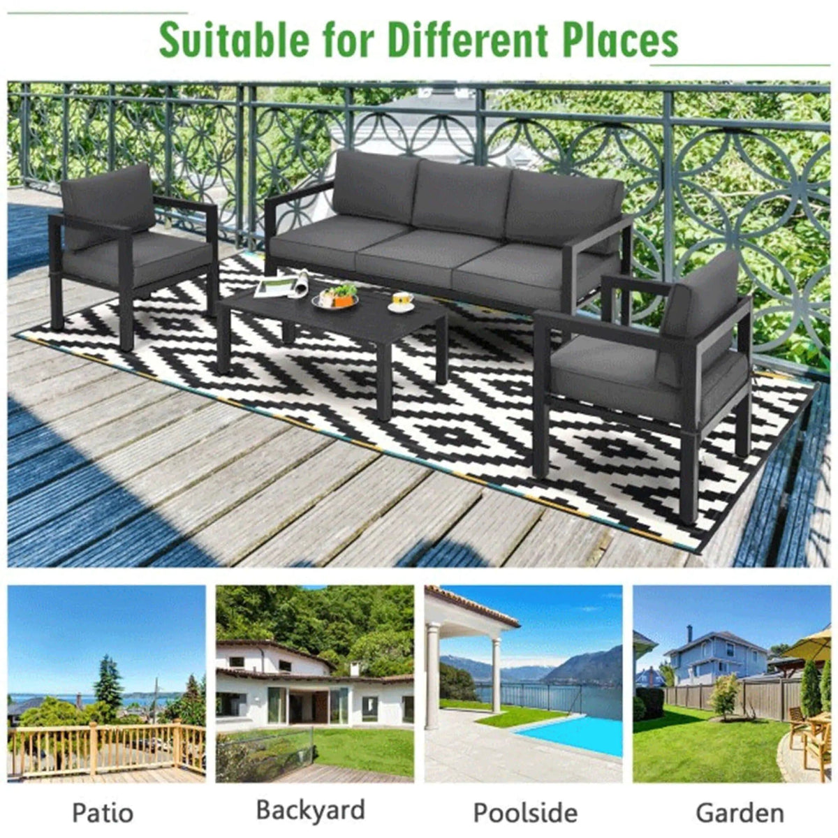 4-Piece Premium Outdoor Aluminum Furniture Set For Backyard & Poolside | 4-Piece | Steel | Outdoor Furniture Set