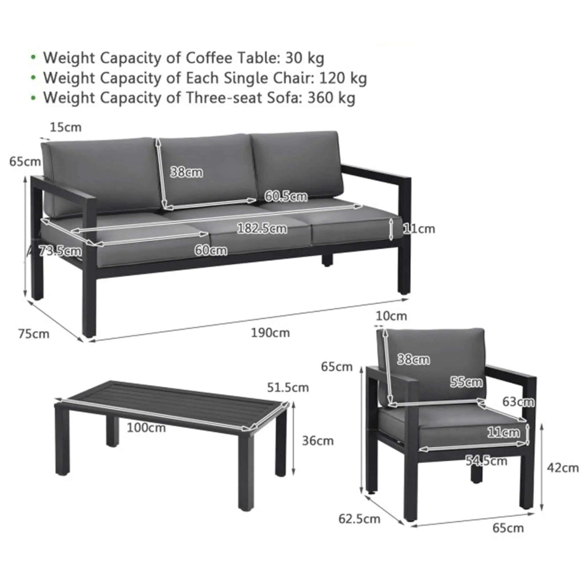 4-Piece Premium Outdoor Aluminum Furniture Set For Backyard & Poolside | 4-Piece | Steel | Outdoor Furniture Set