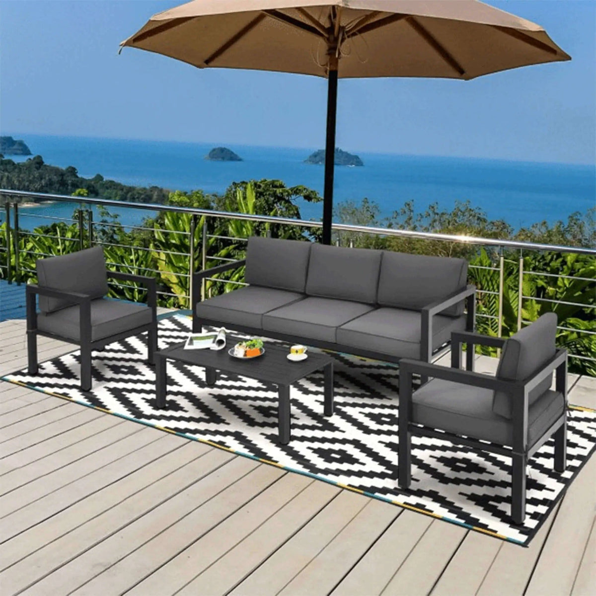 4-Piece Premium Outdoor Aluminum Furniture Set For Backyard & Poolside | 4-Piece | Steel | Outdoor Furniture Set