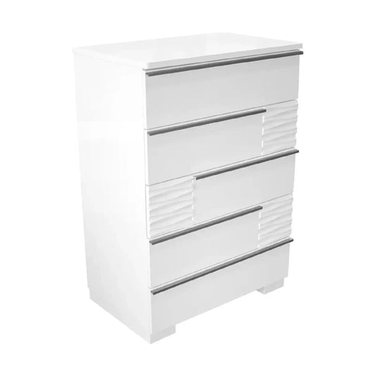 5 Drawer Chest | White Lacquer Finish | Modern Bedroom Decor
