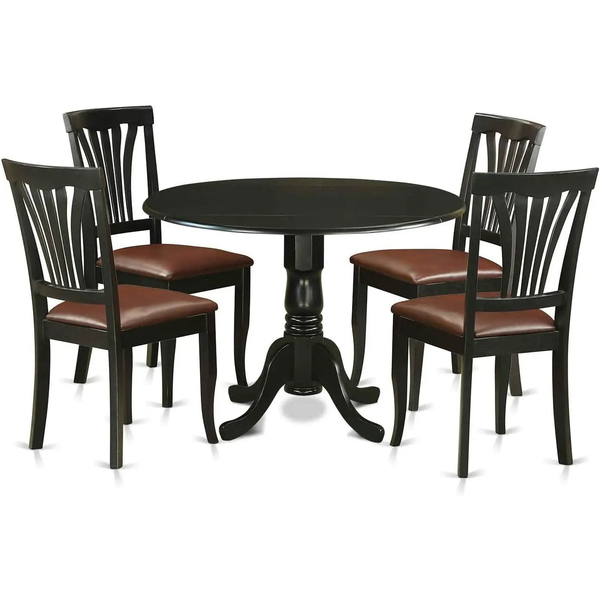 5 Piece Drop Leaf Dining Table Set Black Faux Leather from PriceLows™