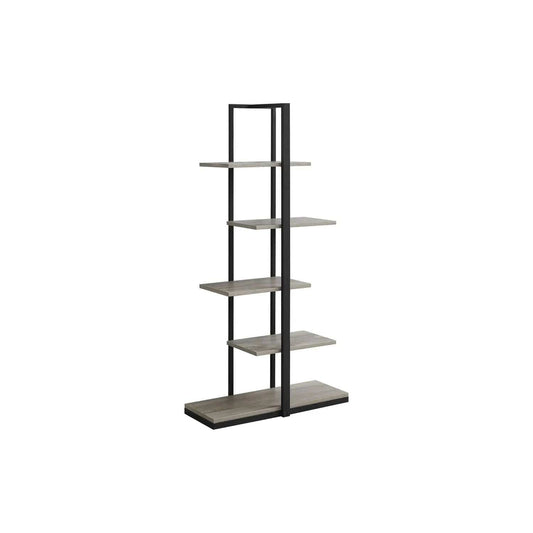5 Tier Etagere Bookcase | Asymmetrical Zig-Zag Design | Solid Metal Base | Modern Industrial