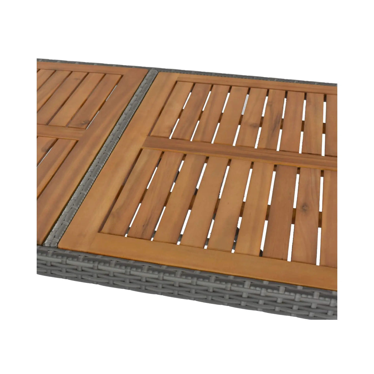 Wicker Patio Bar Set | 5-Piece Design | Acacia Wood Table | Cushioned Chairs