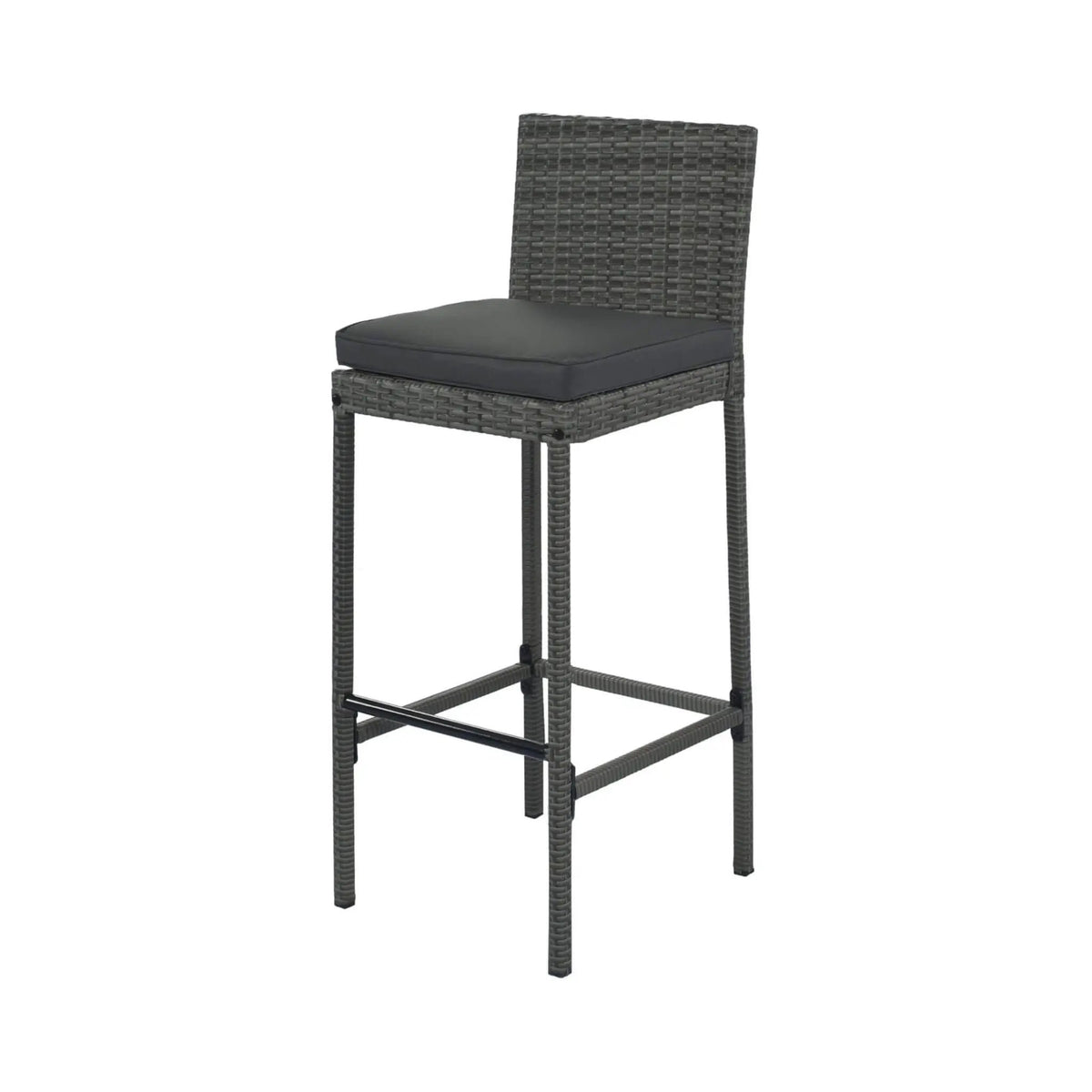 Wicker Patio Bar Set | 5-Piece Design | Acacia Wood Table | Cushioned Chairs