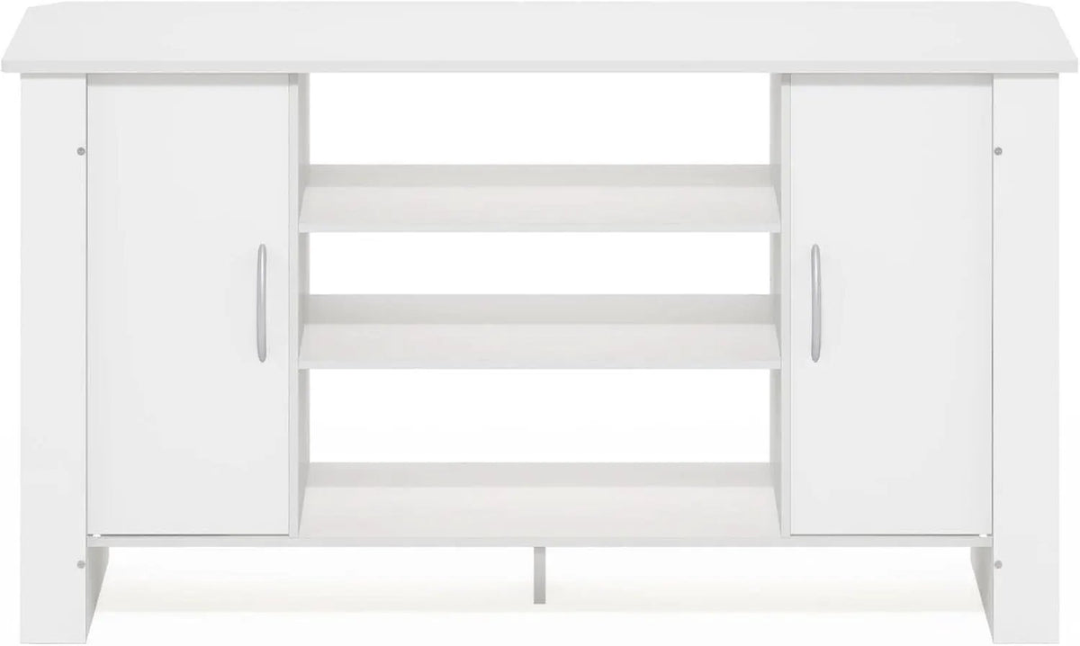 50 Inch White TV Stand With Concealed Storage And Shelves from PriceLows™