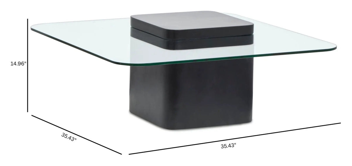 Donora Square End Table | Glass Top | Modern Square Base | Minimalist Design