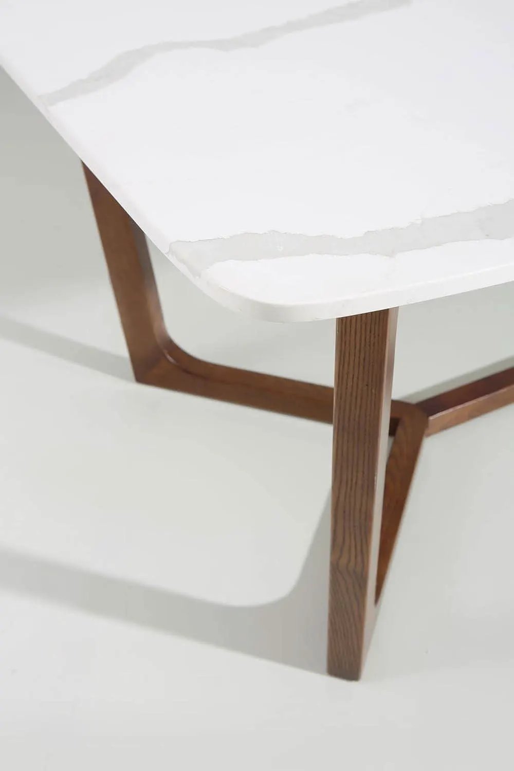 Adelaide Calacatta Quartz Dining Table Walnut Base from PriceLows™