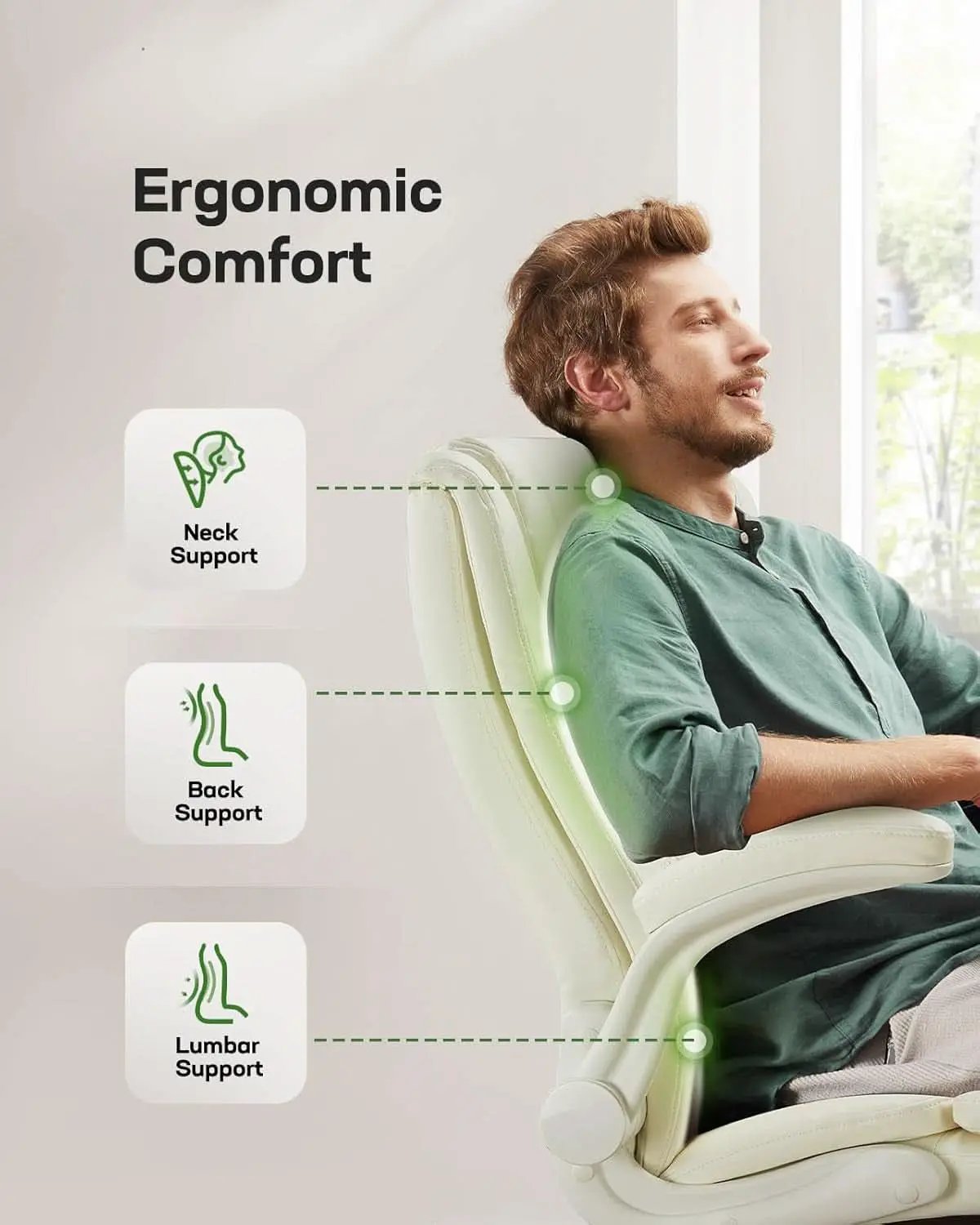 PU Leather Executive Office Chair With Flip Up Armrests from PriceLows™