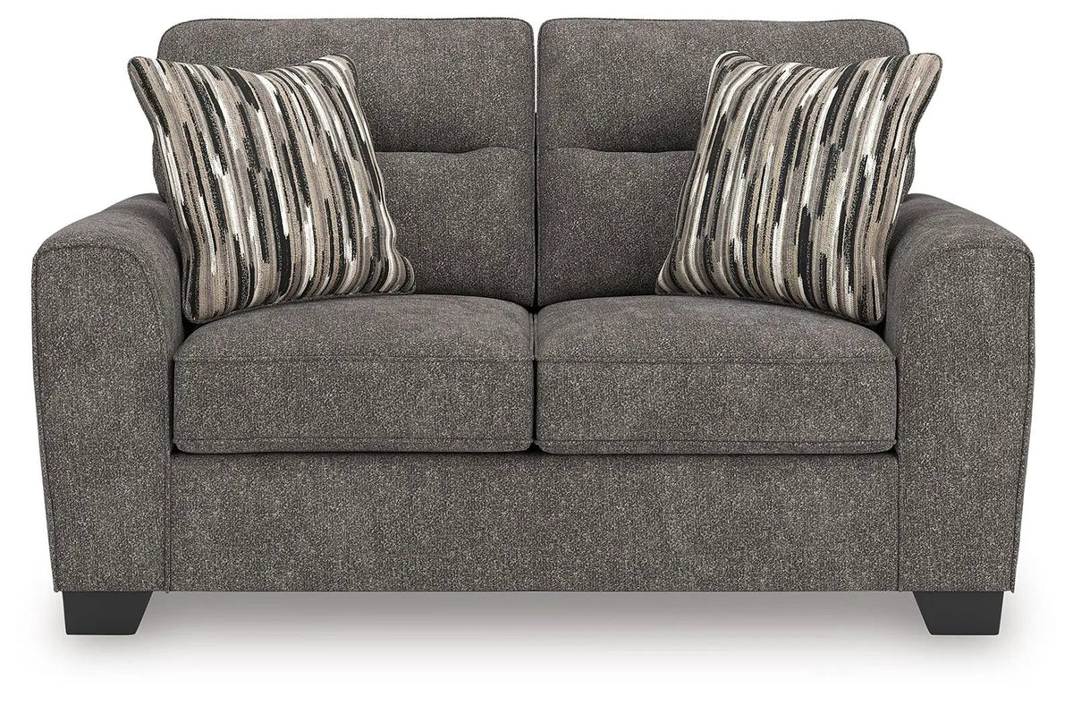 Loveseat | Mocha Upholstery | Geometric Pattern | Contemporary