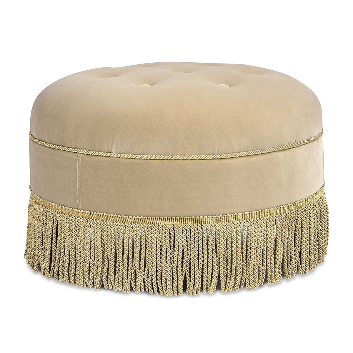 Yolanda Round Accent Ottoman | Handcrafted Quality | Kiln-Dried Hardwood Frame | 16 Inch Height