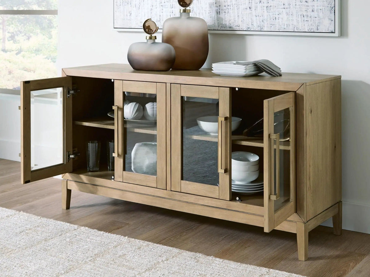 Lasinger Dining Room Server | 60 x 18 x 32 in | Oak Veneer & Mdf | Light Brown