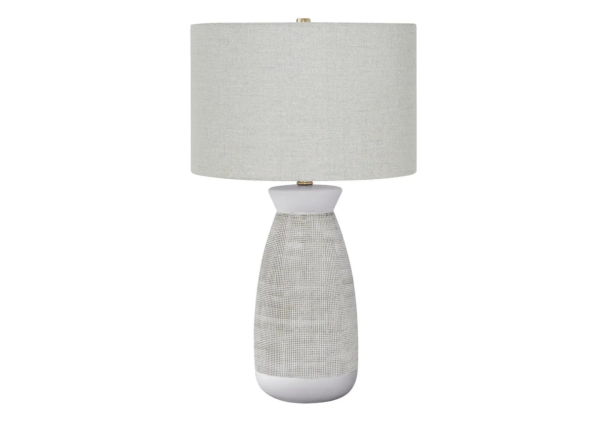 Gray Ceramic Table Lamp | 27 Inch Height | Smooth White And Gray Base | 5 Ft Transparent Cord