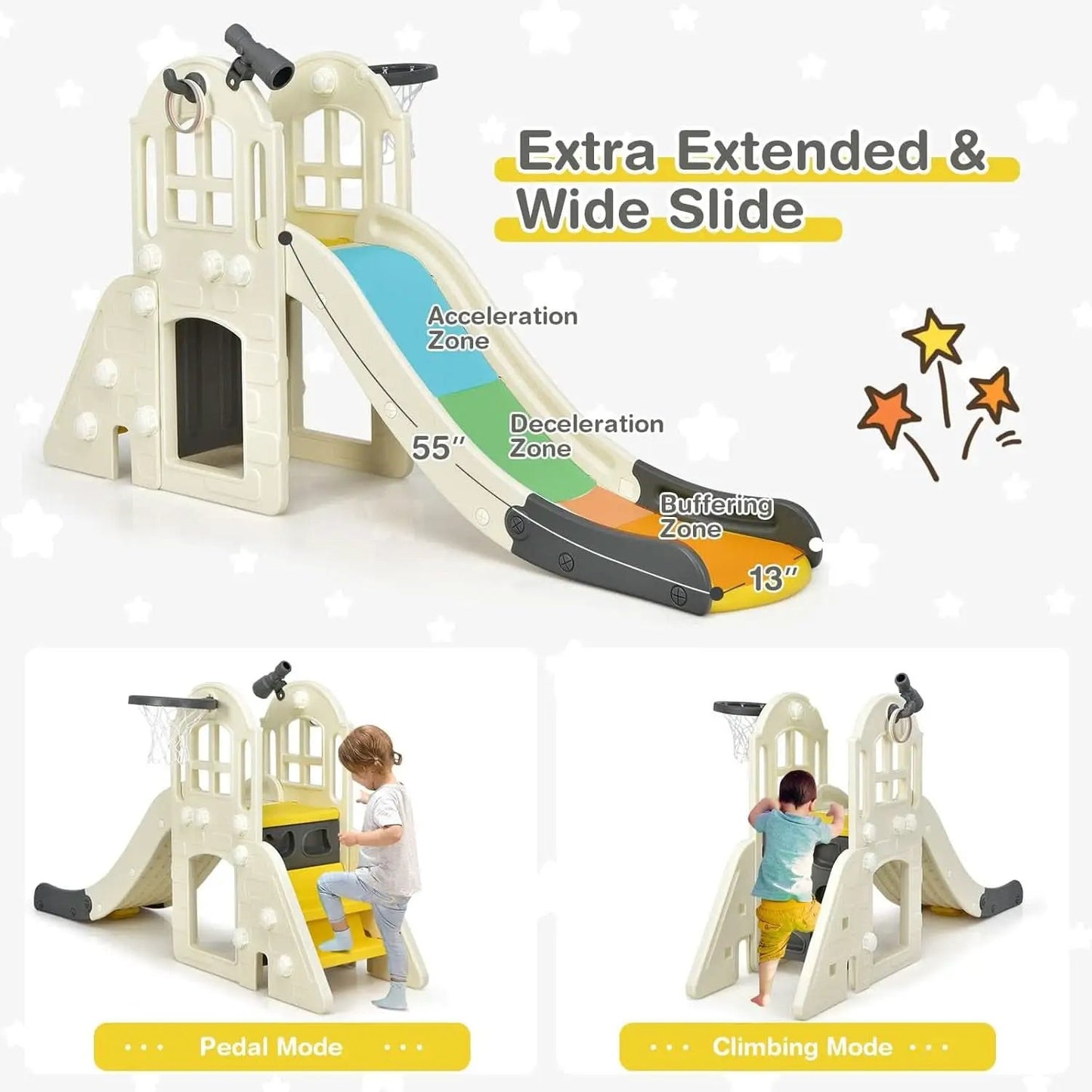 Yellow 7-In-1 Outdoor Kids Playhouse With Slide And Picnic from PriceLows™