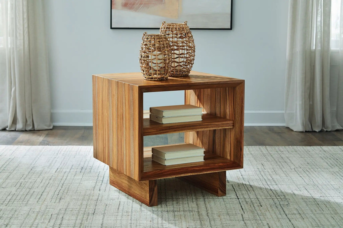 Dressonni Square End Table | 24.13 x 24.13 x 25 in | Mdf & Veneer | Brown