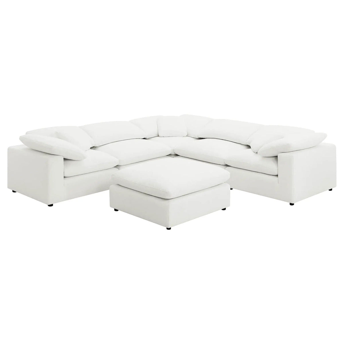 Raleigh 6-piece Boucle Upholstered Modular Sectional (Style 2) | 6-Piece Set | Boucle & Fabric | Ivory
