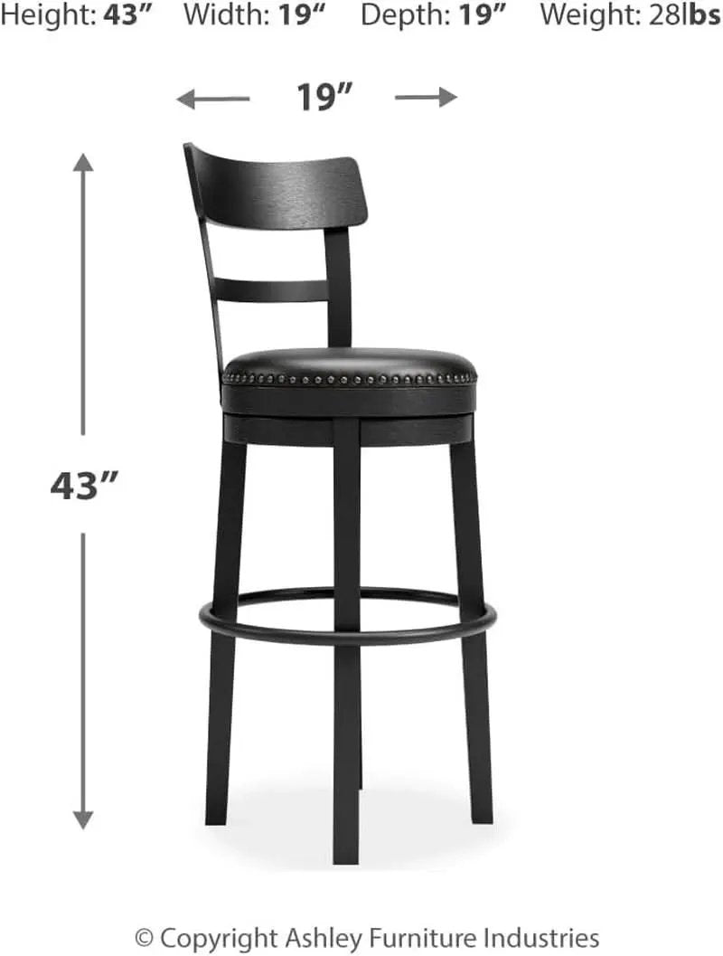 Valebeck 30.38 Black Upholstered Pub Height Swivel Barstool from PriceLows™