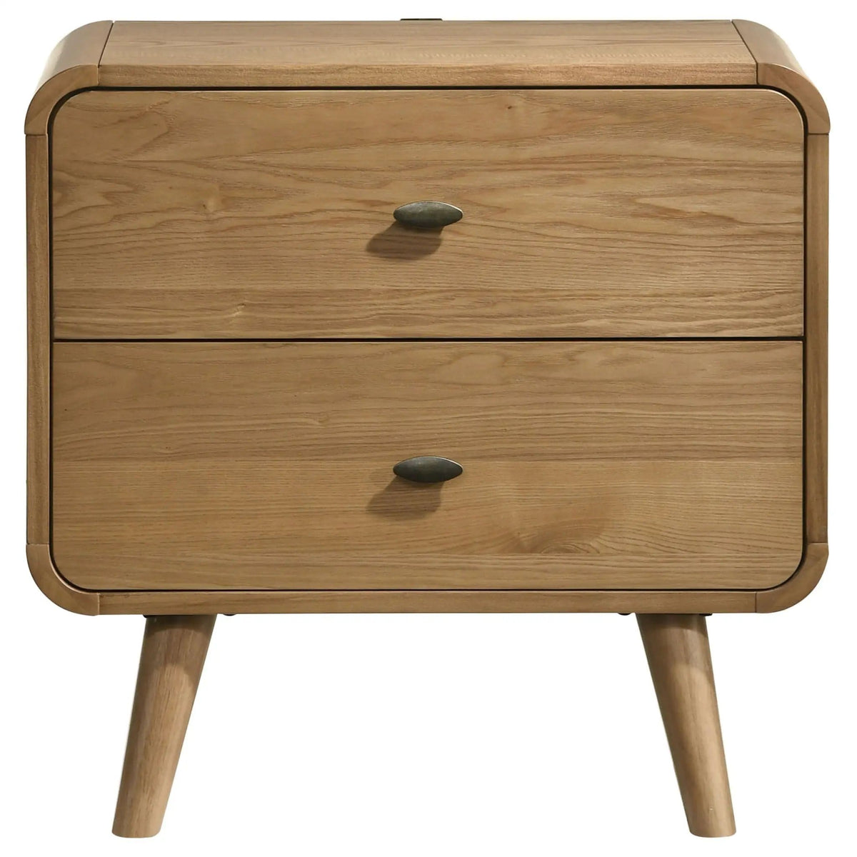 Robyn 2-drawer Nightstand Bedside Table Light Ash | 27 x 15.5 x 26.5 in | Rubberwood & Engineered Wood | Bedroom