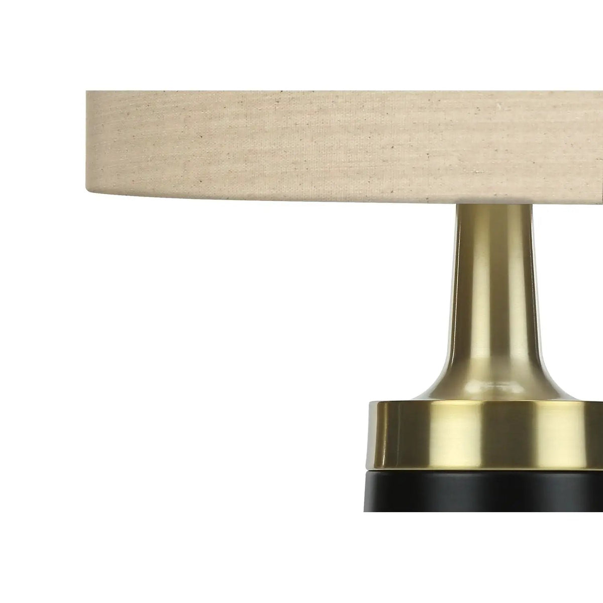 Black And Cream Table Lamp | Black Metal Base With Gold Accents | 27.5 Inch Height | Beige Linen Shade